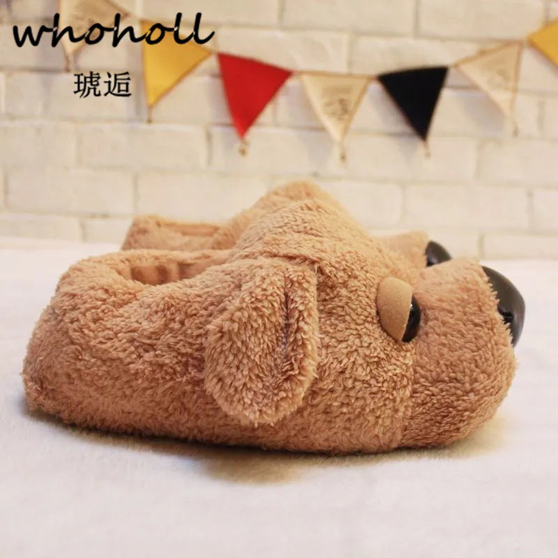 Winter Home Funny Slipper Men Cotton Cute Dog Male Plush Slipper Floor Fantufas Chauson Couple Shoe Pantuflas De Hombre Invierno