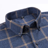 Pure Cotton Men's Plaid Shirt Long Sleeve Regular Fit Men Casual Oversized Shirt Leisure Autumn Male Blouse New Plus Size