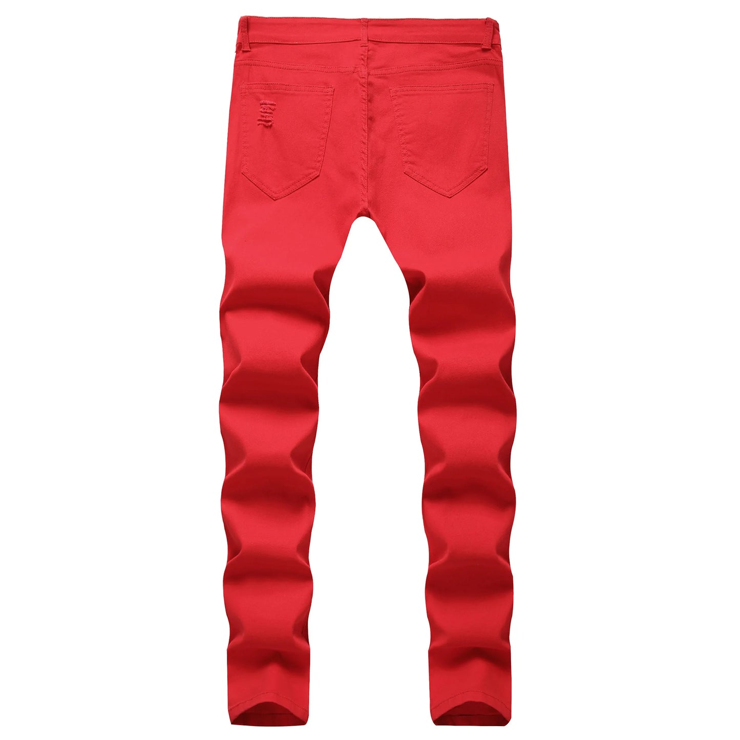 Punk Street Style Ripped Skinny Jeans Men Vintage Wash Solid Denim Trouser Mens Casual Slim Fit Pencil Denim Holes Pants 2024