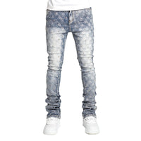 Stretchy Personality Stacked Denim Pants 2024 New Fashion Pearls Fashion Rhinestone European Street Skinny Jeans For Men
