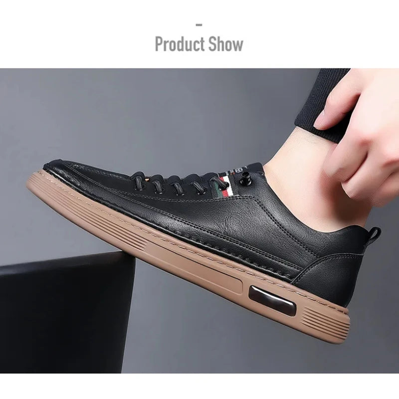 Classic 2025 Brand Original High Quality Men's Shallow Mouth Leather Casual Walking Shoes Outdoor Indoor Two Wear Shoes