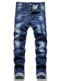 Men's Stretchy Denim Jeans For Men Simple Slim Casual Straight Fashion Classic Pants Cargo Denim Jeans Solid Streetwear Trousers