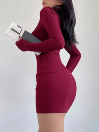 Red Half Turtleneck Mini Dress Women Y2K Long Sleeve Sexy Slim Bodycon Dress Fall Winter Ladies Streetwear Party Club Vestidos