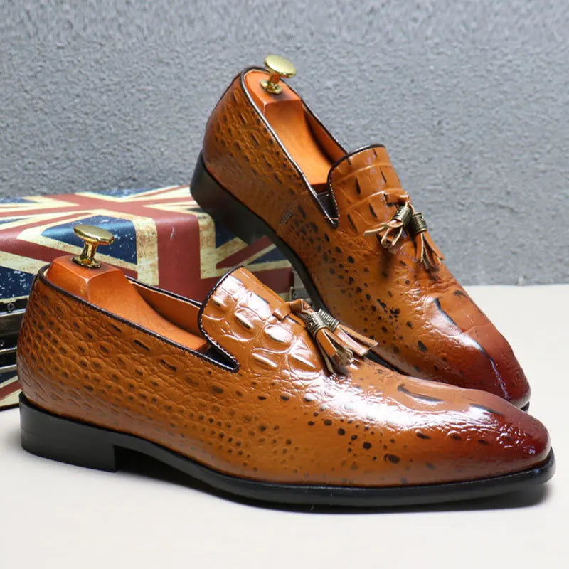 Men's Formal Leather Shoes Round -headed Tassel Genuine Leather Men's Shoes Comfortable Handmade Loafer Shoes Men Wedding Shoes