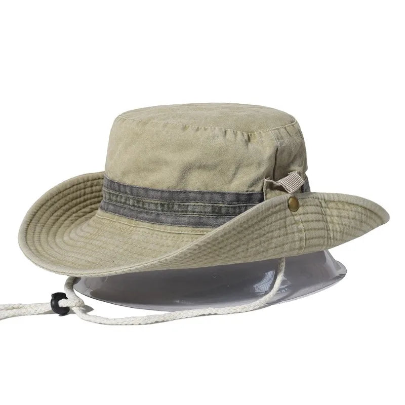 Fishing Hiking Sun Hat Men Women Boonie Wide Brim Bucket Hat Outdoor Safari Summer Cap Cotton Bucket Hat