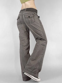 Distressed Cargo Jeans Women Streetwear Low Rise Grunge Pants Pocket Denim Y2k Clothes Pantalones De Mujer Roupas Femininas