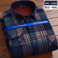 Autumn and Winter Men's Long-sleeved Fleece Shirt Thermal Shirt Plaid Jacket Clothes Men's Clothing Streetwear Men Shirts