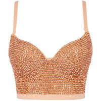 Irene Tinnie Hand-made Pearls Jewel Diamond Bralet Women&#39;s Bustier Bra Wedding Party Corset Cropped Top Vest Plus Size