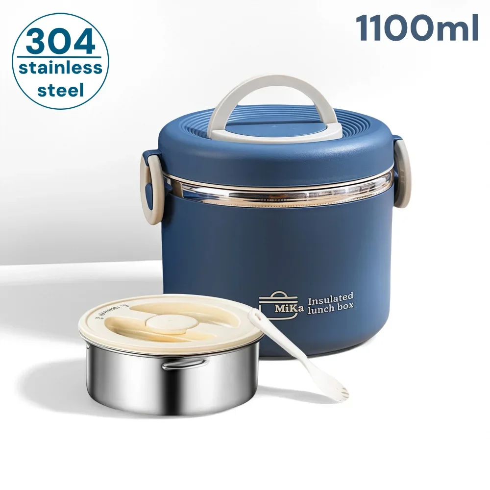 304 Stainless Steel Lunch Box 2 Layer Double Wall Thermal Food Jar, Insulated Bento Box Leakproof Lunch Container with lunch Bag