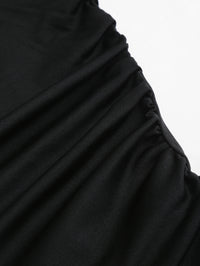 Black one shoulder cinched waist wide leg jumpsuit,Black single shoulder belted wide leg bodysuit