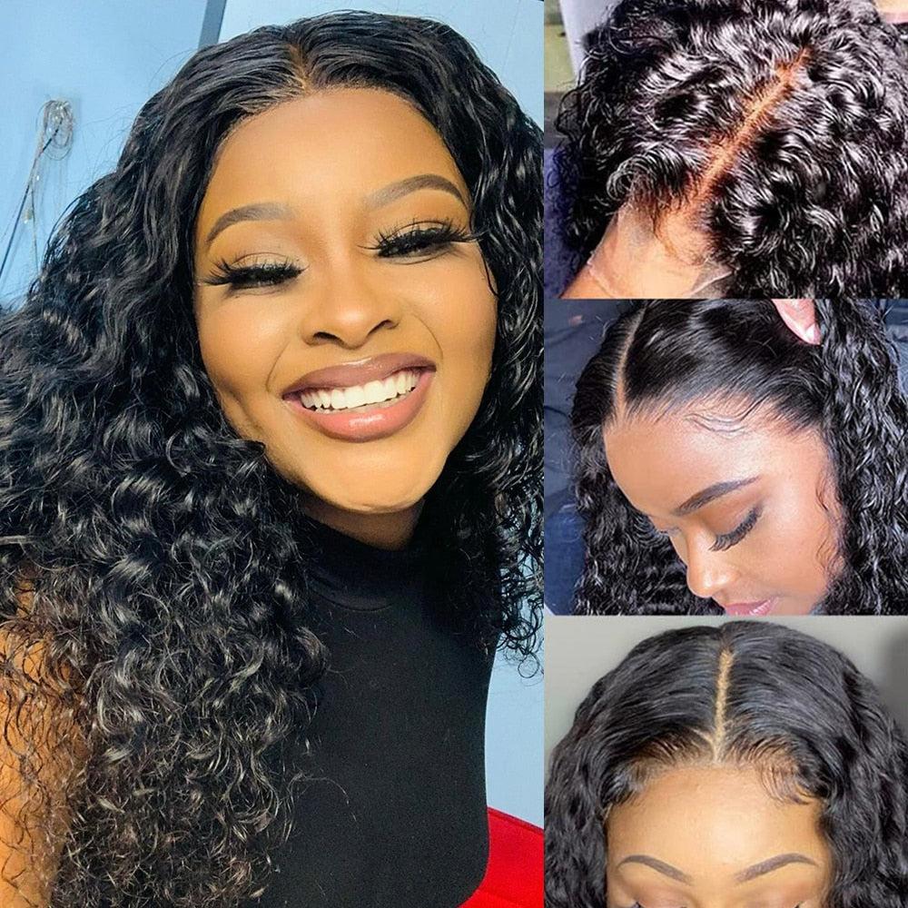 13x4 Deep Wave Lace Frontal Wig Curly Lace Front Human Hair Wigs For Women Brazilian Natural Remy 4x4 Closure Wig Baby Hair