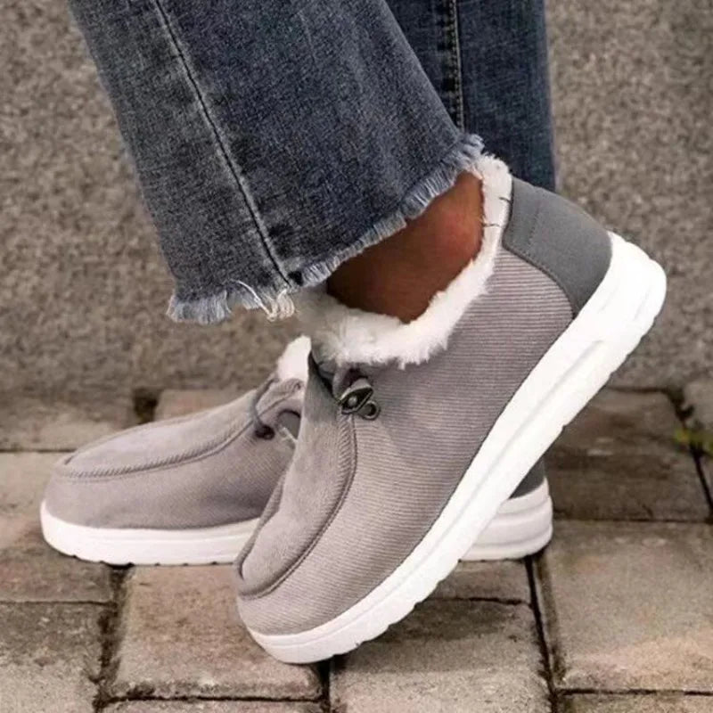 Women Winter Hot Warm Loafers Ladies Short Plush Flats Female Solid Round Toe Casual Shoes High Quality and Soft Cotton Shoes