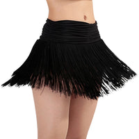 Women's Sexy Latin Dance Contrasting Colors Tassel Skirt With Built In Safety Shorts Soft Elastic Waistband Girly Dancewear