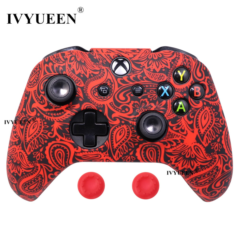 IVYUEEN Silicone Protective Skin Case for XBox One X S Controller Protector Water Transfer Printing Camouflage Cover Grips Caps