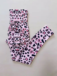 Women Gym Leopard Leggings Scrunch Butt Lifting Athletic Workout Leggins Training Yoga Pants Outdoor Sports Fitness Tights