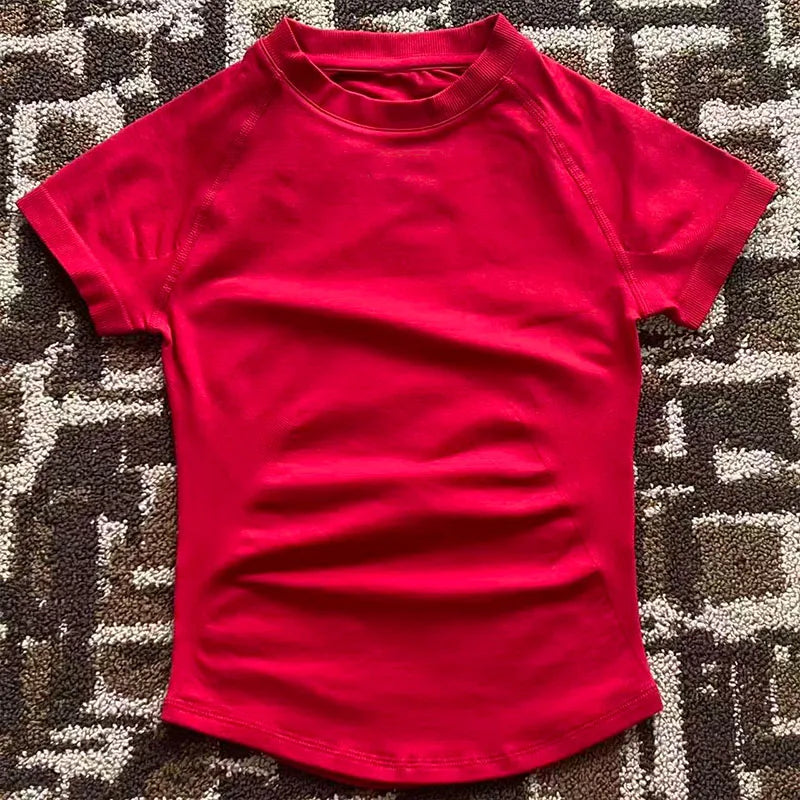 Impact L0g0DF Short Sleeve Top Women Running Sports T Shirt Summer Short Sleeve Round Neck Breathable Stretchy Gym Yoga Fitness