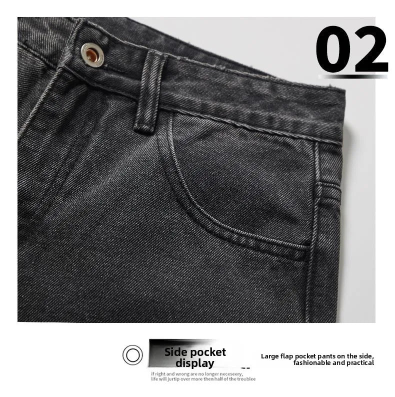 Jeans Men Wide Leg Explosive Jeans Male Loose Straight Denim Pants 2025 Autumn Harajuku Vintage Blue Trousers Streetwear Clothes