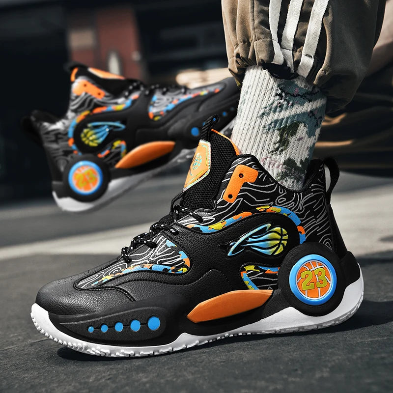Men's Basketball Shoes Breathable Cushioning Non-Slip Wearable Runing Shoes Gym Training Athletic Basketball Sneakers for Men