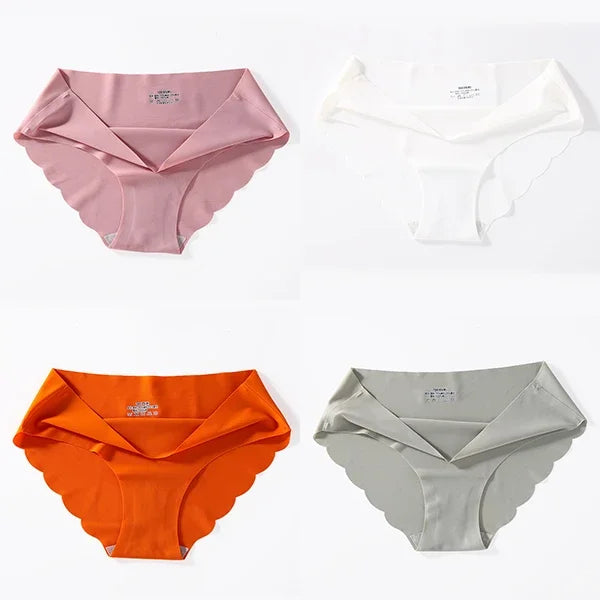 4 PCS/Lot Seamless Panties for Women Plain Panties Slip Silk Female Underwear Soft Thin Light Panti Culotte Femme Underpants