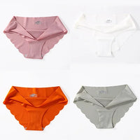 4 PCS/Lot Seamless Panties for Women Plain Panties Slip Silk Female Underwear Soft Thin Light Panti Culotte Femme Underpants
