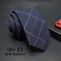 Mens Ties 6cm Classic Cotton Handmade Skinny Neck Ties for Men Striped Narrow Collar Slim Cashmere Tie Casual Plaid Tie For Man