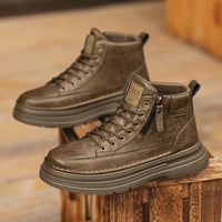 Men's high top boots new casual fashion comfort casual boots wear-resistant height increasing versatile high top workwear boots