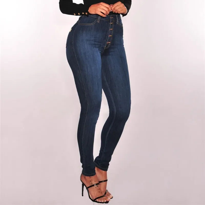 2024 New Jeans For Women High Waist Push Up Jeans High Elastic Stretch Ladies Mom Jeans Female Washed Denim Skinny Pencil Pants