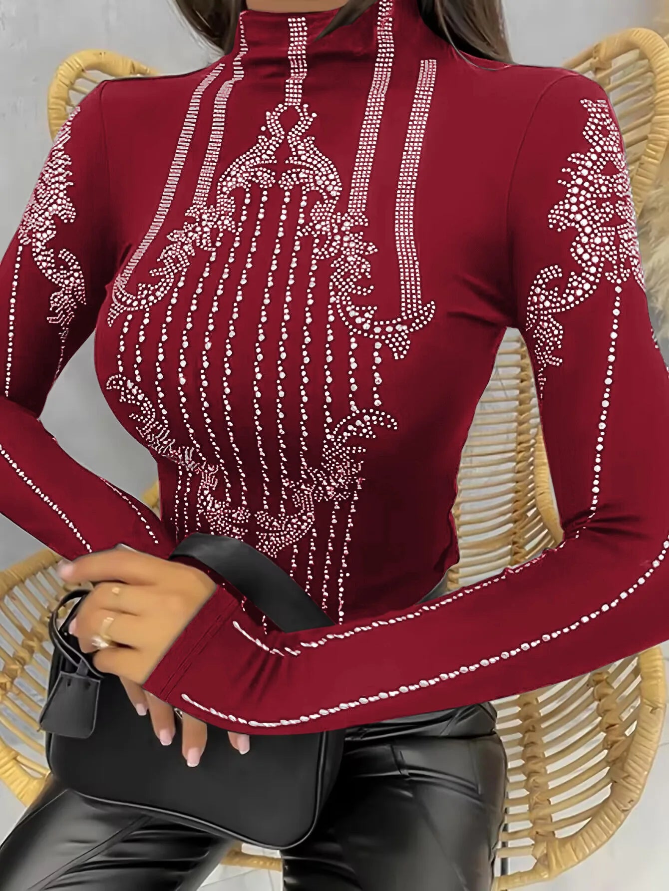 Tops Women 2024 Summer Fashion Basics Rhinestone Decor Long Sleeve Top Women's Clothes Sexy Casual Skinny T-Shirt Y2K Clothes