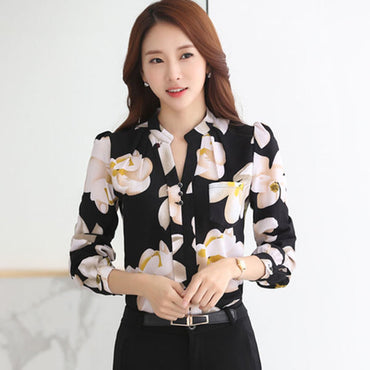 Fashion Women Tops Ladies Top V-Neck Slim Chiffon Blouse Women's Clothing 2023 Office Work Wear Women Shirt Plus Size Blusa 882G