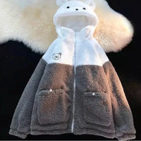 Lamb wool coat women's winter clothes y2k 2021 new student Japanese soft  girl cute plus velvet thick hooded sweater ins selling