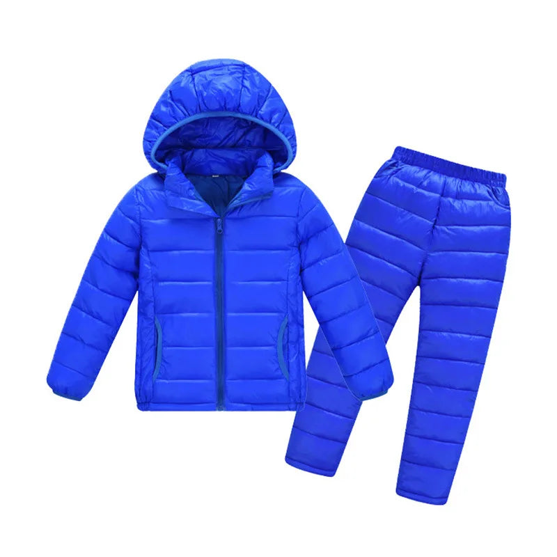Winter Children Clothing Sets Baby Boy Warm Hooded Down Jackets Pants Clothing Sets Girls Boys Snowsuit Coats Ski Suit 2-12Y