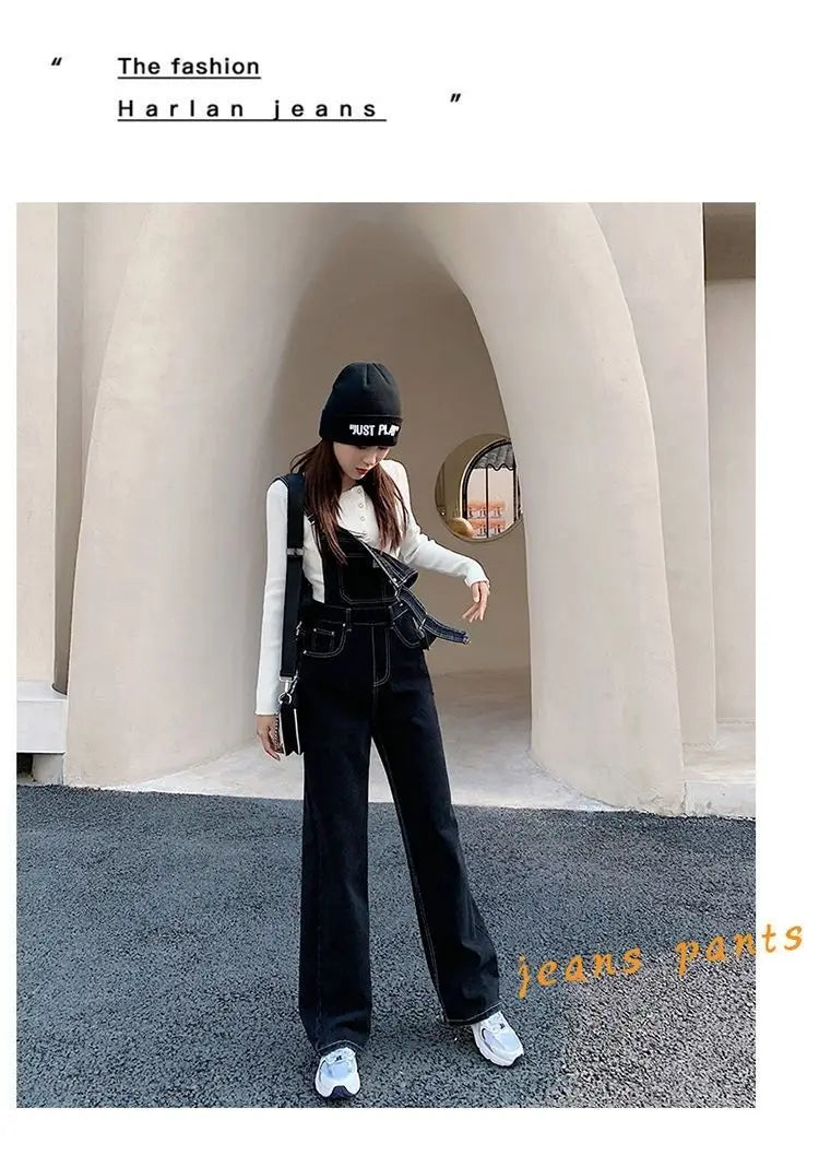 Jeans Bib Pants Women's Crotch Convenient Pants Double-headed Invisible Zipper Large Version Loose Slim Sex Pants Wide Leg Pants