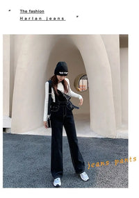Jeans Bib Pants Women's Crotch Convenient Pants Double-headed Invisible Zipper Large Version Loose Slim Sex Pants Wide Leg Pants