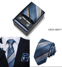 2025 New Design Fashion Brown Paisley Tie Handkerchief Cufflink Set For Men Necktie Clothing Accessories Birthday Present