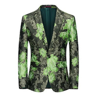 New Men Fashion Flower Suit Luxury Jacquard Jacket Homme Wedding Ball Party Single Button Blazer Singer Stage Performance Coat