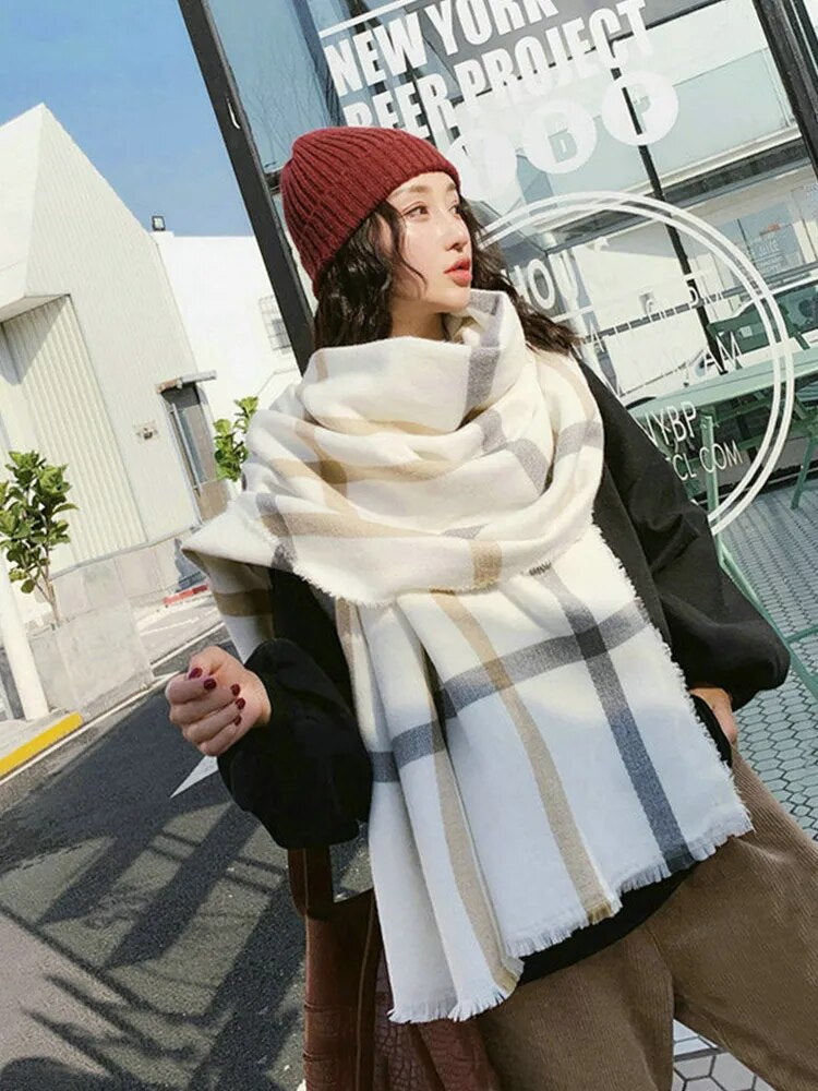 Free Shipping Autumn Winter Women Vintage Scarfs Ladies Imitation Cashmere Plaid Scarves Mujer Pashmina Bufanda Hijab Wrap Shawl