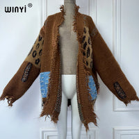 WINYI Make old holes and knit winter cardigan woman kimono party dress vintage abaya dubai luxur winter outfits for women coat