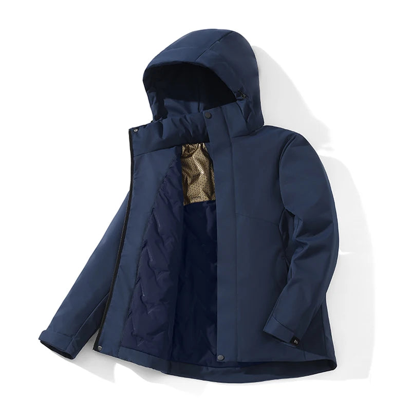 LNGXO Unisex Winter Warm Waterproof Jacket Hiking Climbing Trekking Skiing Rain Coat Men Women Windproof Fleece Windbreaker