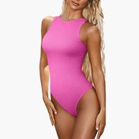 OMSJ Base Solid Sleeveless Tank Top Bodysuit For Women Summer Hot Girl Tight Sexy Casual Ribbed O Neck Romper Daily Clothes 2023