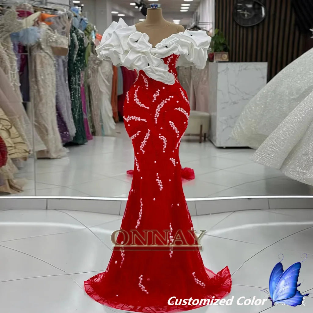 cheap evening dresses dubai luxury Off-the-shoulder Fantasy Feather Long Prom Dress Dubai Evening SELINADRESS