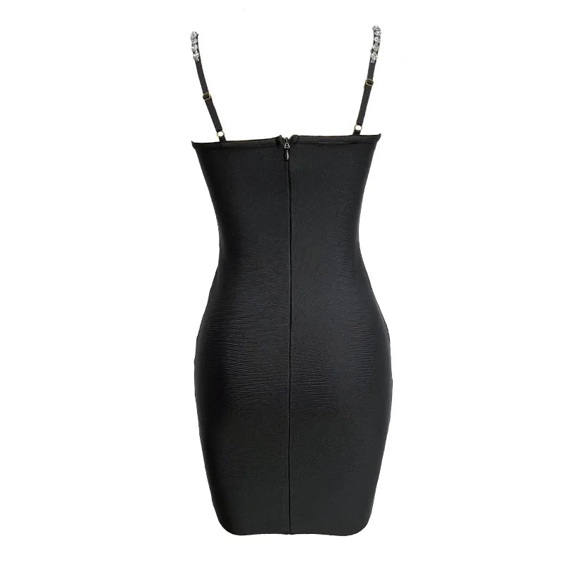 New black suspender sewn diamond elastic slim fitting bandage dress, c Mega Mart Center New black suspender sewn diamond elastic slim fitting bandage dress, c Mega Mart Center