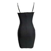 New black suspender sewn diamond elastic slim fitting bandage dress, casual party name, gentle social evening dress