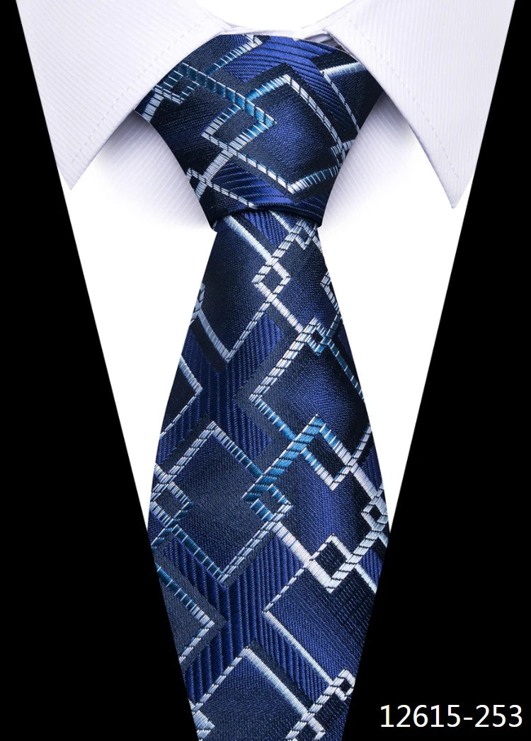 Newest Style 8 cm Necktie Man Blue Golden Striped Wedding Accessories Performance Tie Men Necktie Gravatas Fit Business
