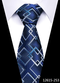 Newest Style 8 cm Necktie Man Blue Golden Striped Wedding Accessories Performance Tie Men Necktie Gravatas Fit Business