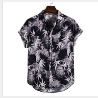 Summer Men's T-irts ort Sve Flip-Collared Stand Fit Casual irt Youth Trendy Floral Print ket Detail Iron-Free