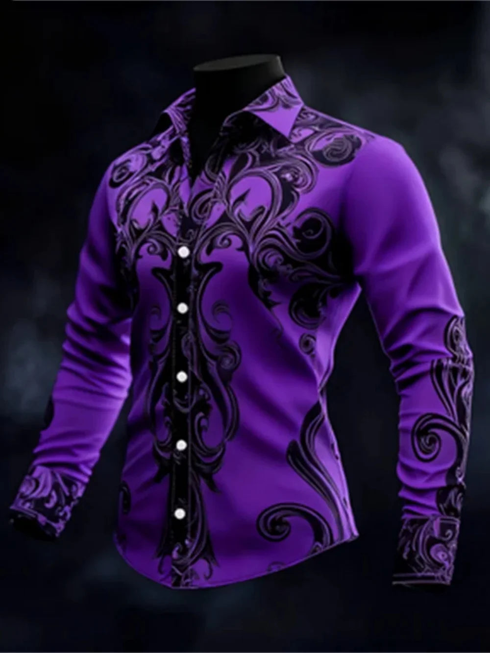 Men's Casual Long Sleeve Button up Shirt 3D Printed Ethnic Art Patterns Fashionable Comfortable Top