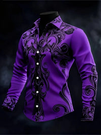 Men's Casual Long Sleeve Button up Shirt 3D Printed Ethnic Art Patterns Fashionable Comfortable Top