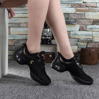 Breathable Dance Sneakers Woman Man Black Red Air Mesh Split-sole Square Dance Salsa Dancing Shoes Girls Ladies Sports Shoes