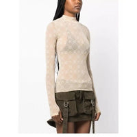 Spring Fashion and Sexy Perspective Women's Pullover Mesh T-Shirt New Semi High Neck Long Sleeved Slim Fit Elastic Women T-Shirt