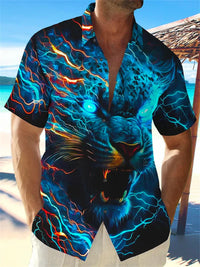 Button up shirt for men, Hawaiian shirt, strawberry short sleeved button up shirt, summer beach shirt, men's shirt, hot selling
